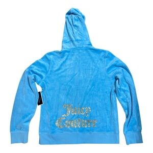 Juicy Couture Black Label Velour Zip-Up Hoodie – Porcelain Blue | Size XL - NWT